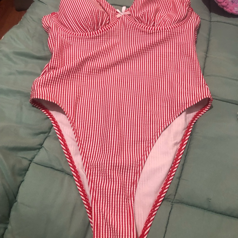 No Boundaries Red and White Striped One-Piece